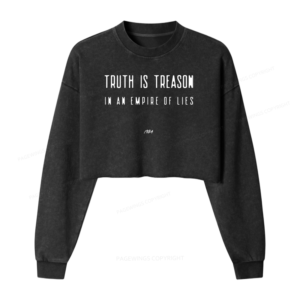 Pagewings Dystopian Book Lover 16415 Bookish Washed Crop Sweatshirt
