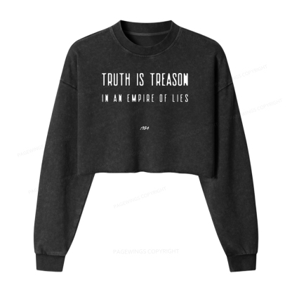 Pagewings Dystopian Book Lover 16415 Bookish Washed Crop Sweatshirt