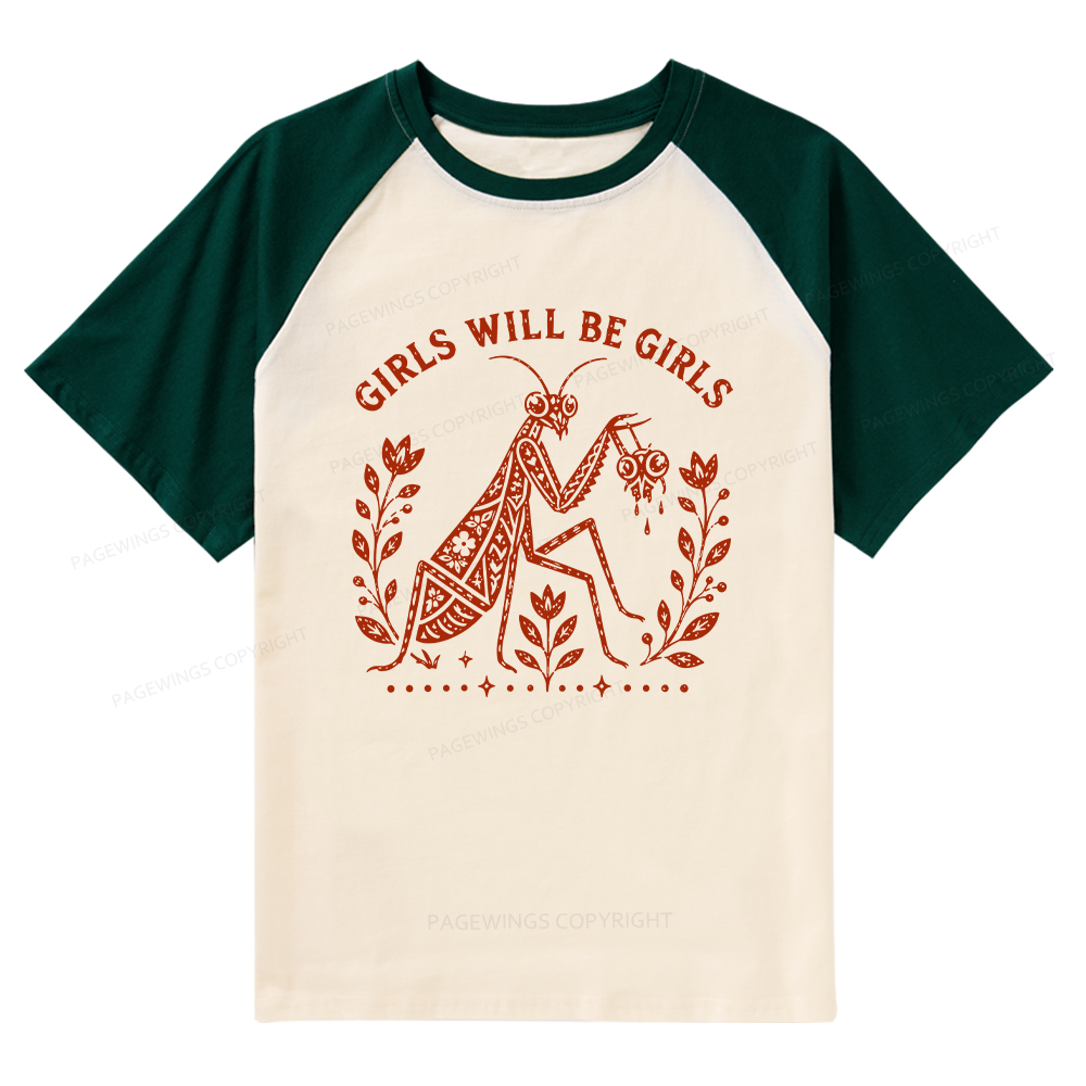Pagewing Girls Will Be Girls16300 Bookish Raglan T-shirt