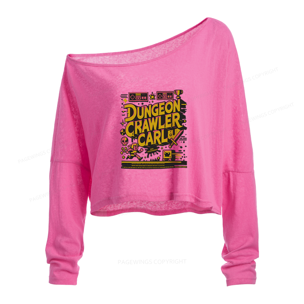 Pagewings Sci Fi Bookish Slouchy Long Sleeve Off Shoulder T-shirts