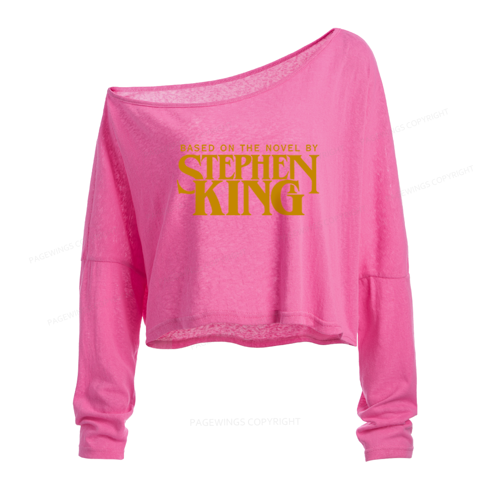 Pagewings Based On A Novel Slouchy Long Sleeve Off Shoulder T-shirts