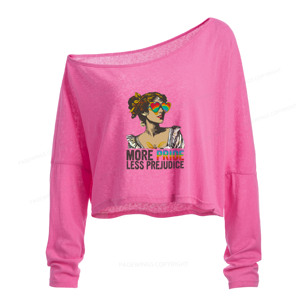 Pagewings More Pride Less Prejudice Long Sleeve Off Shoulder T-shirts