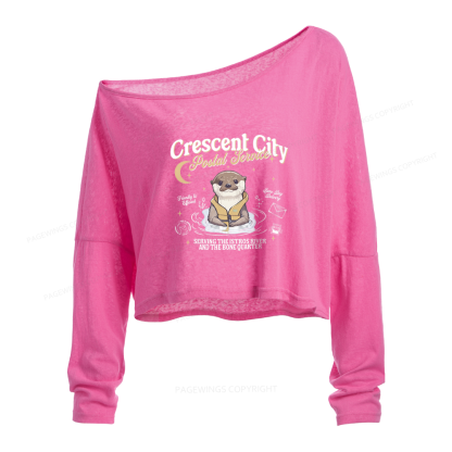 Pagewings Fantasy Book Lover Slouchy Long Sleeve Off Shoulder T-shirts