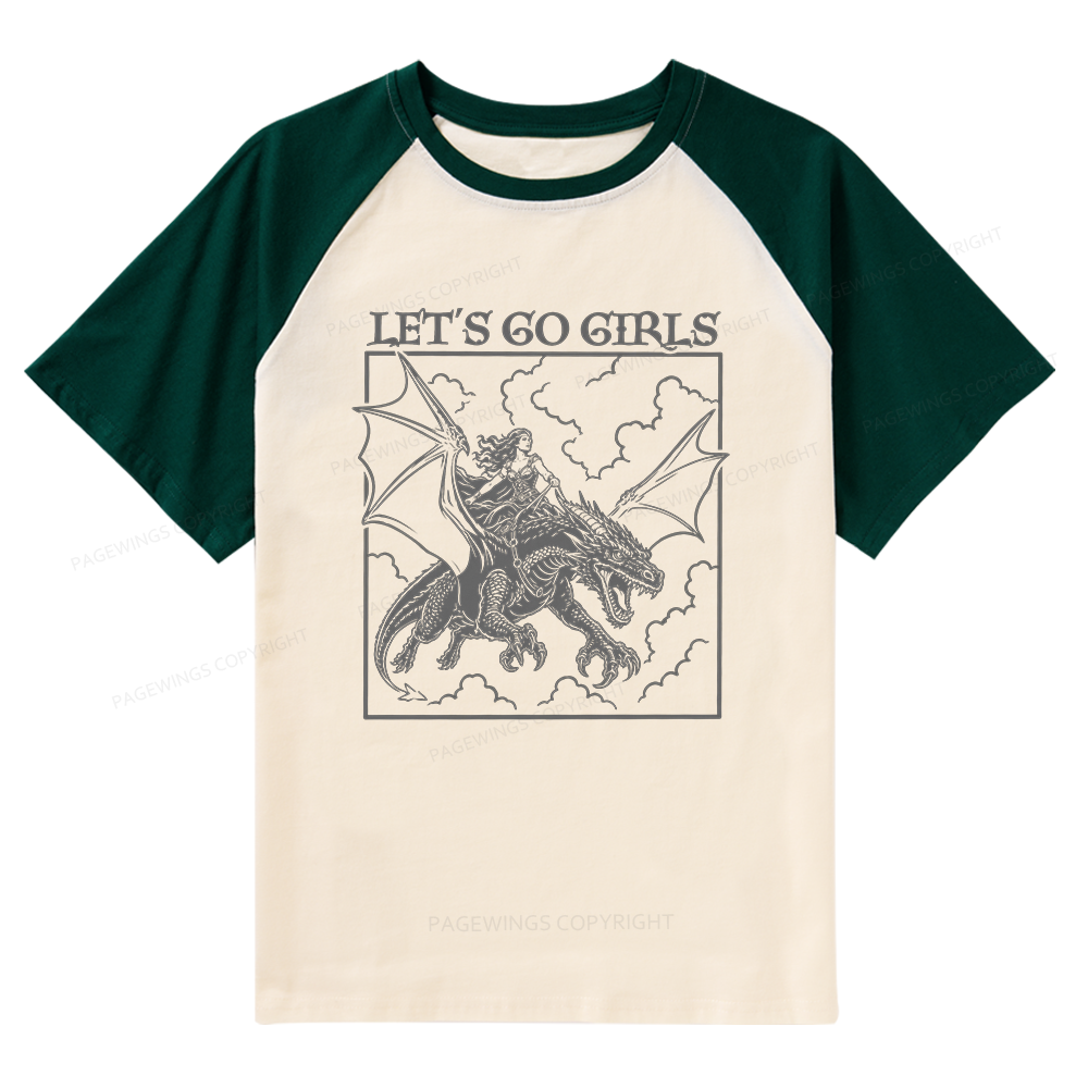 Pagewing Let's Go Girls Book Bookish Raglan T-shirt