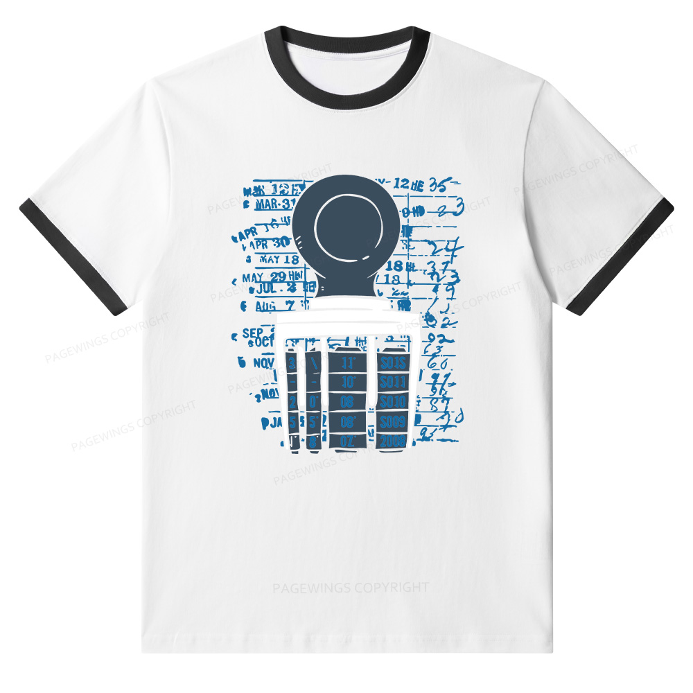 Pagewings Books Library Stamp Unisex Ringer T-Shirt 