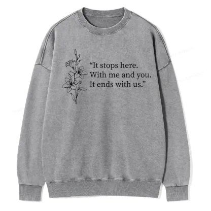 Pagewings It Ends With Us Unisex Washed Sweatshirt