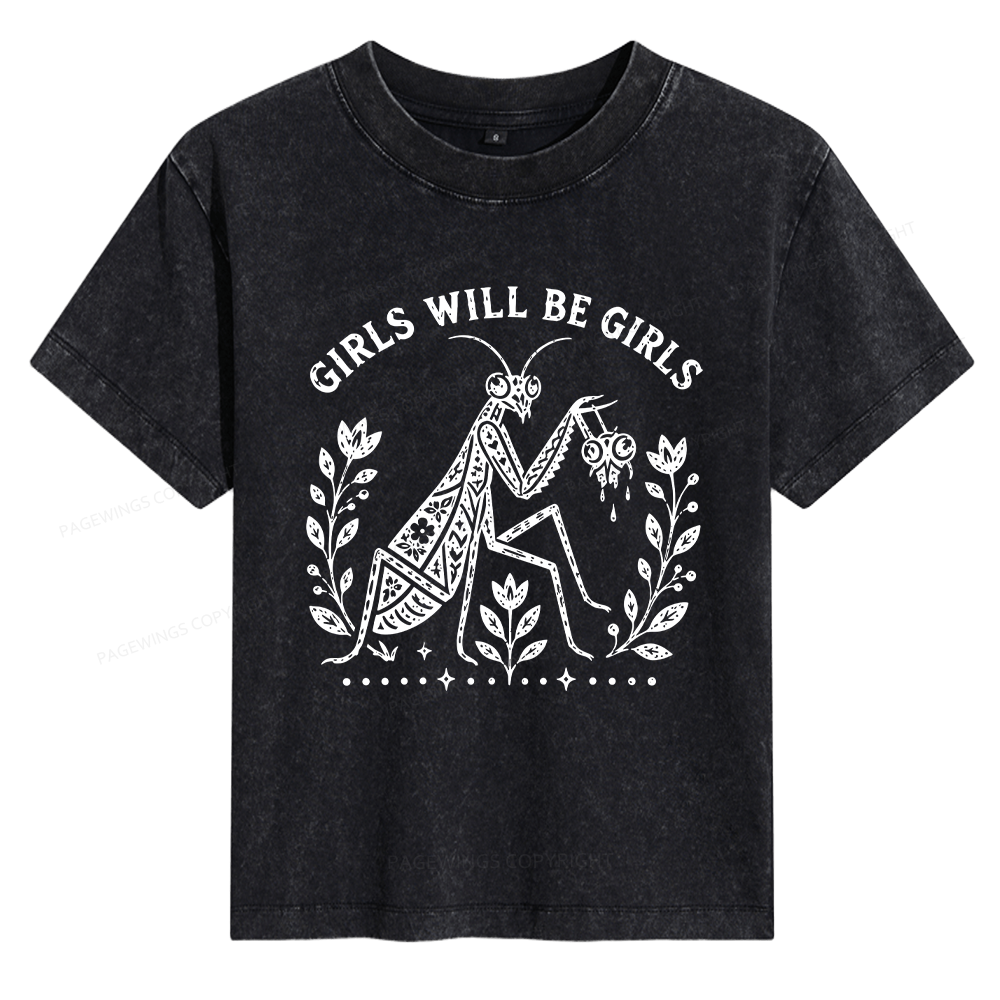 Pagewing Girls Will Be Girls Bookish Women's Washed T-shirt