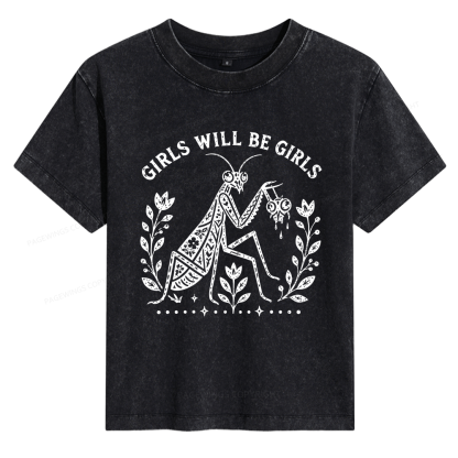 Pagewing Girls Will Be Girls Bookish Women's Washed T-shirt