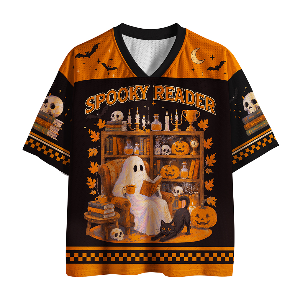 Pagewings Ghosts Love Reading Unisex Mesh Jersey