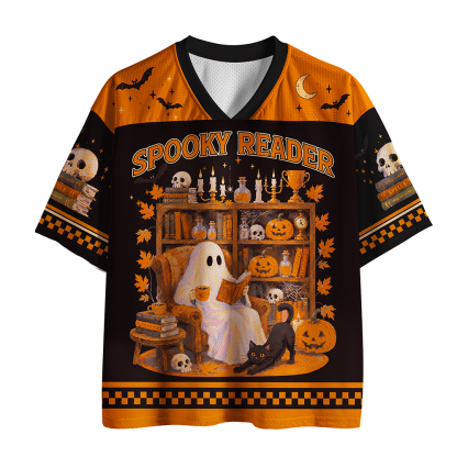 Pagewings Ghosts Love Reading Unisex Mesh Jersey