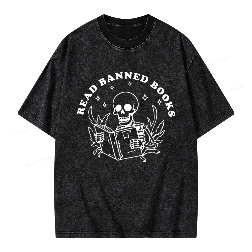 Pagewings Read Banned Books Unisex Washed T-shirt