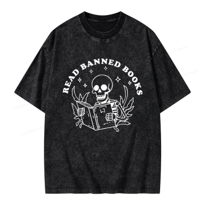 Pagewings Read Banned Books Unisex Washed T-shirt