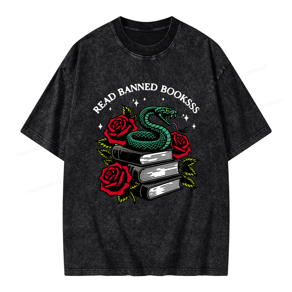Pagewings Read Banned Books Unisex Washed T-shirt