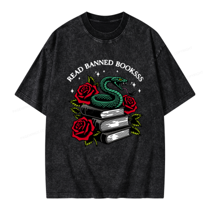 Pagewings Read Banned Books Unisex Washed T-shirt