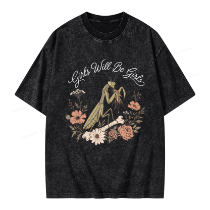 Pagewings Girls Will Be Girls Unisex Washed T-shirt