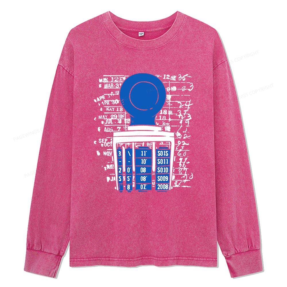 Pagewings Books Library Stamp Unisex Washed Long Sleeve T-shirt