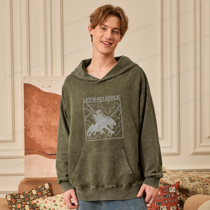 Pagewings Retro Dragon Rider Unisex Washed Hoodie