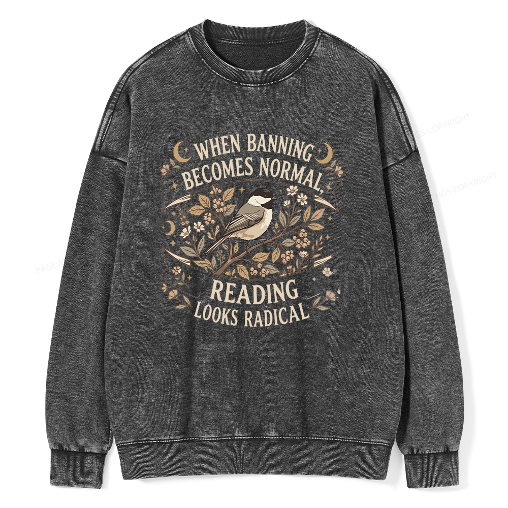 Pagewings Reading Looks Radical Unisex Washed Sweatshirt