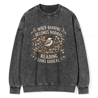 Pagewings Reading Looks Radical Unisex Washed Sweatshirt