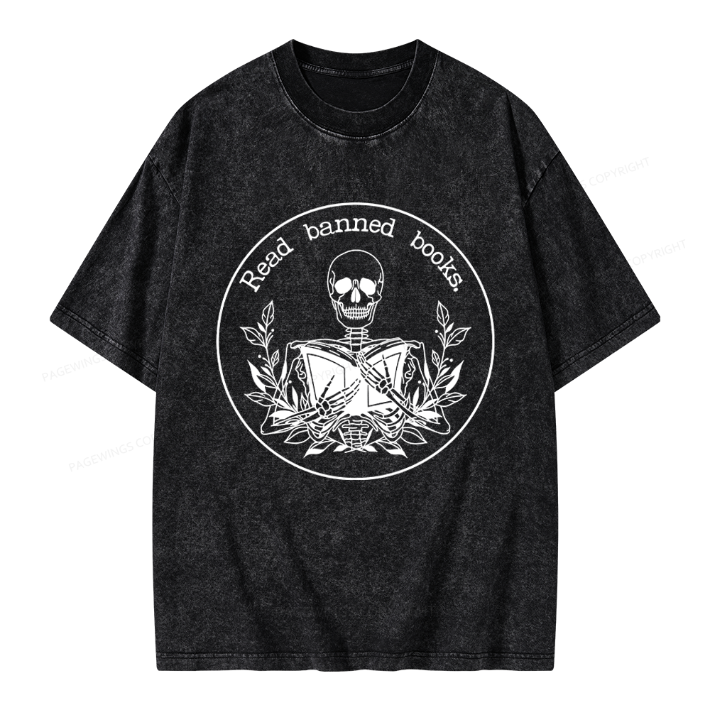 Pagewings Read Banned Books Unisex Washed T-shirt