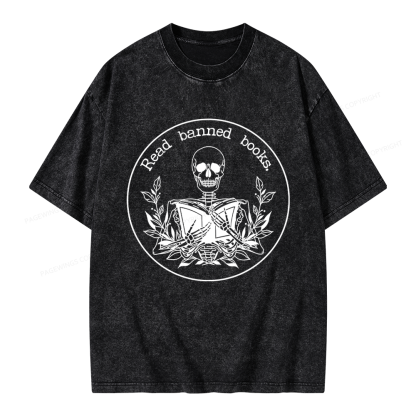 Pagewings Read Banned Books Unisex Washed T-shirt
