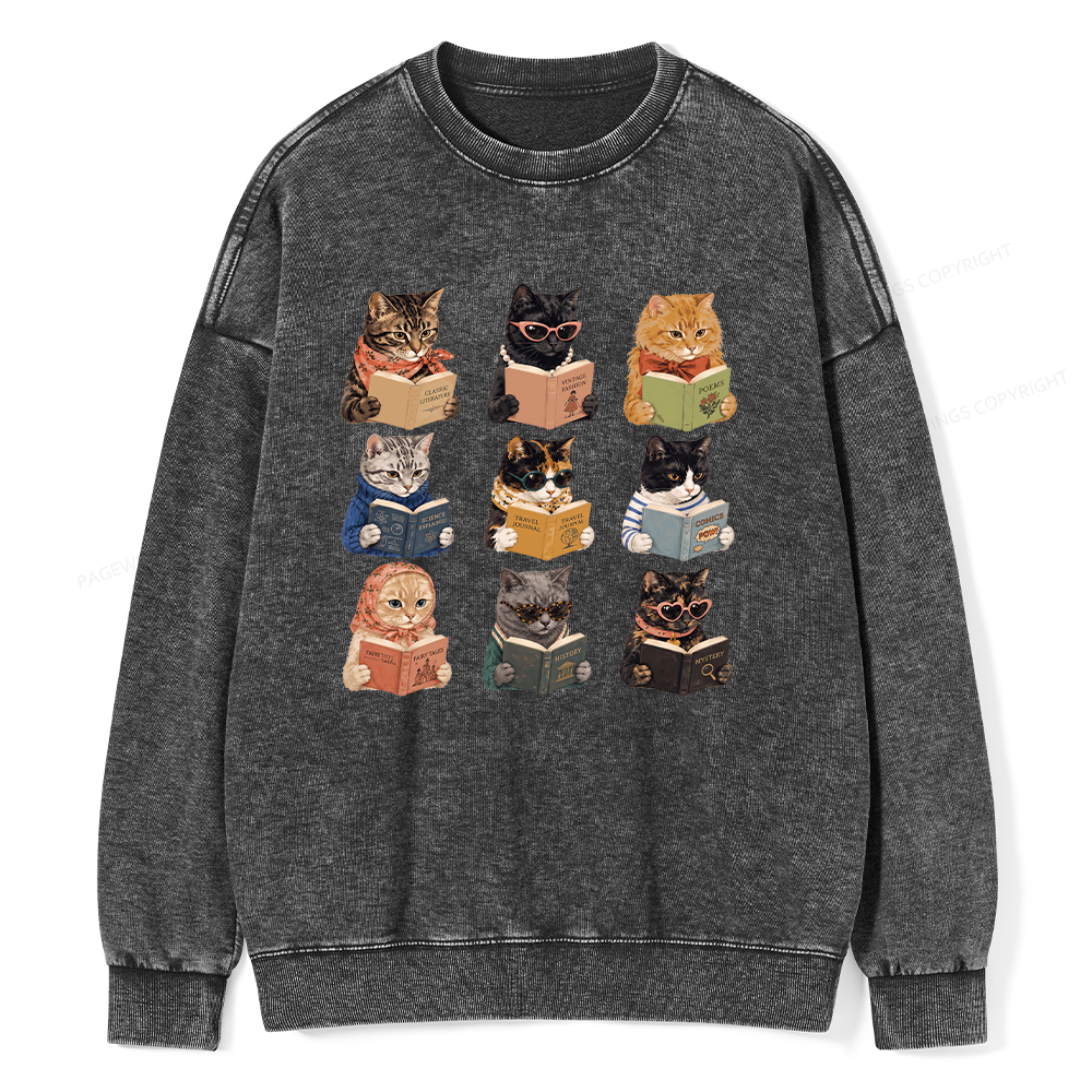 Pagewings Fashion Book Lover Unisex Washed Sweatshirt