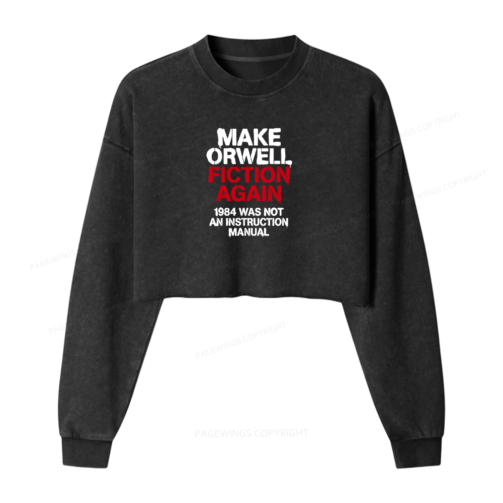Pagewings Dystopian Bookish Washed Crop Sweatshirt