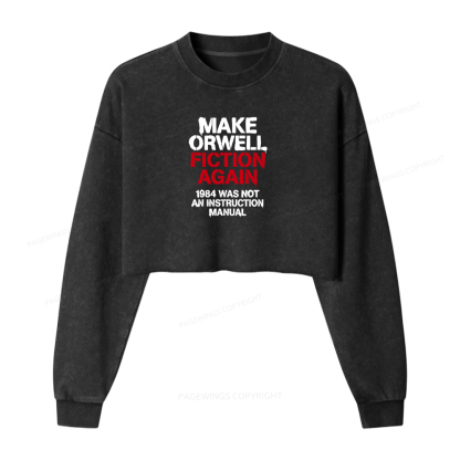 Pagewings Dystopian Bookish Washed Crop Sweatshirt