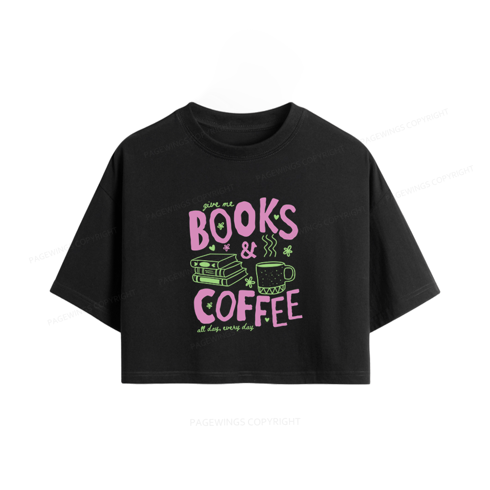 Pagewings Books and Coffee Women Crop Tops