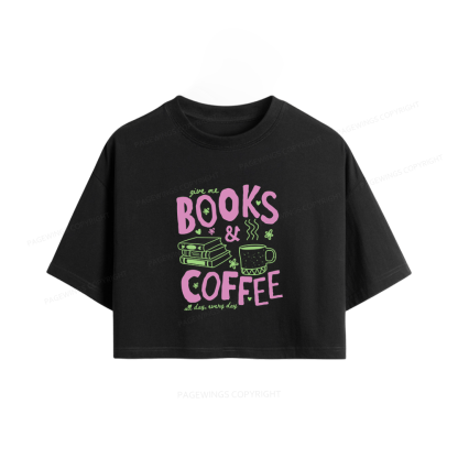 Pagewings Books and Coffee Women Crop Tops