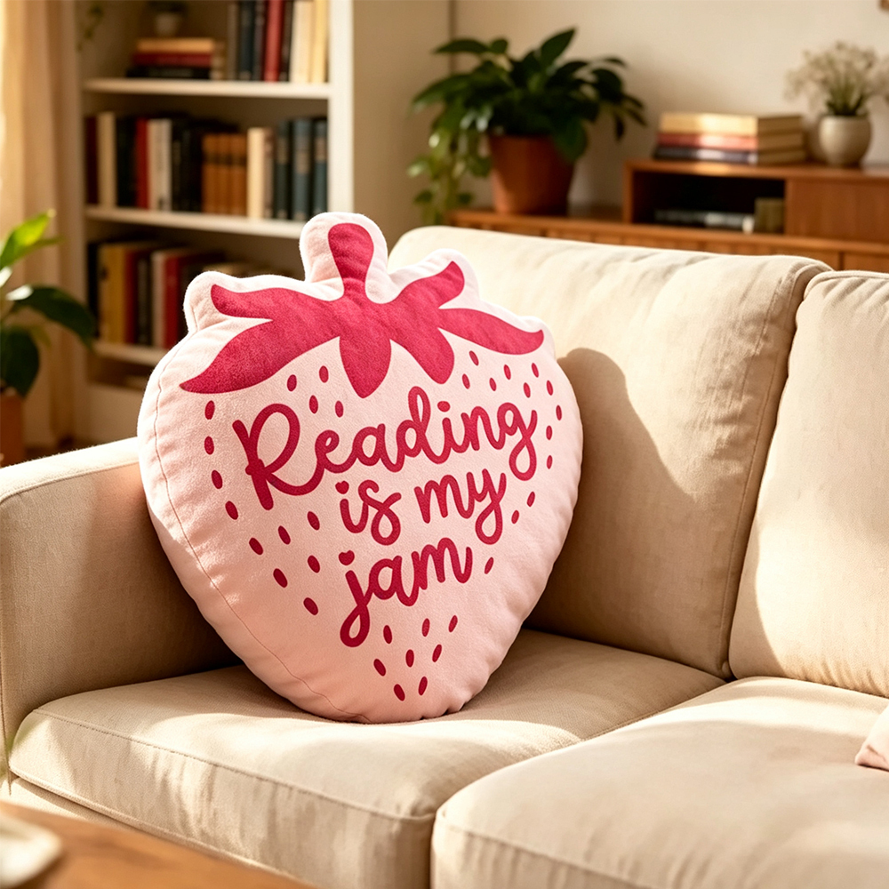 Pagewings Reading is my Jam Shaped Throw Pillow
