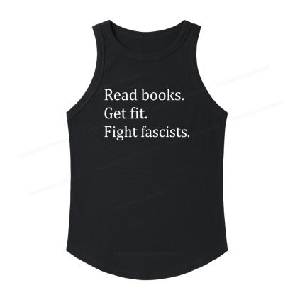 Pagewings Read Books Get Fit Fight Fascists Women's Fitted Tank Top 