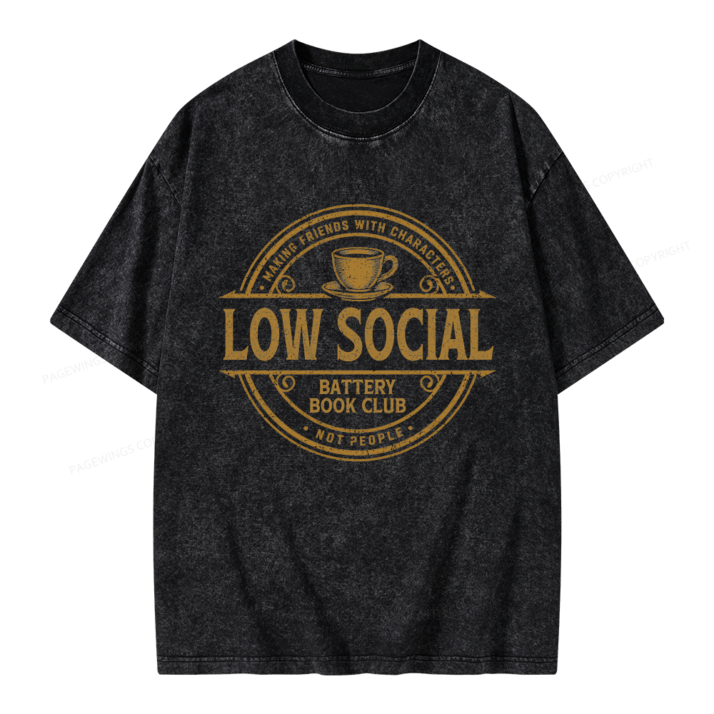 Pagewing Anti Social Book Club Unisex Washed T-shirt