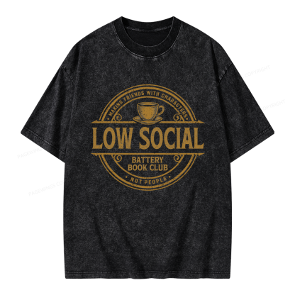 Pagewing Anti Social Book Club Unisex Washed T-shirt