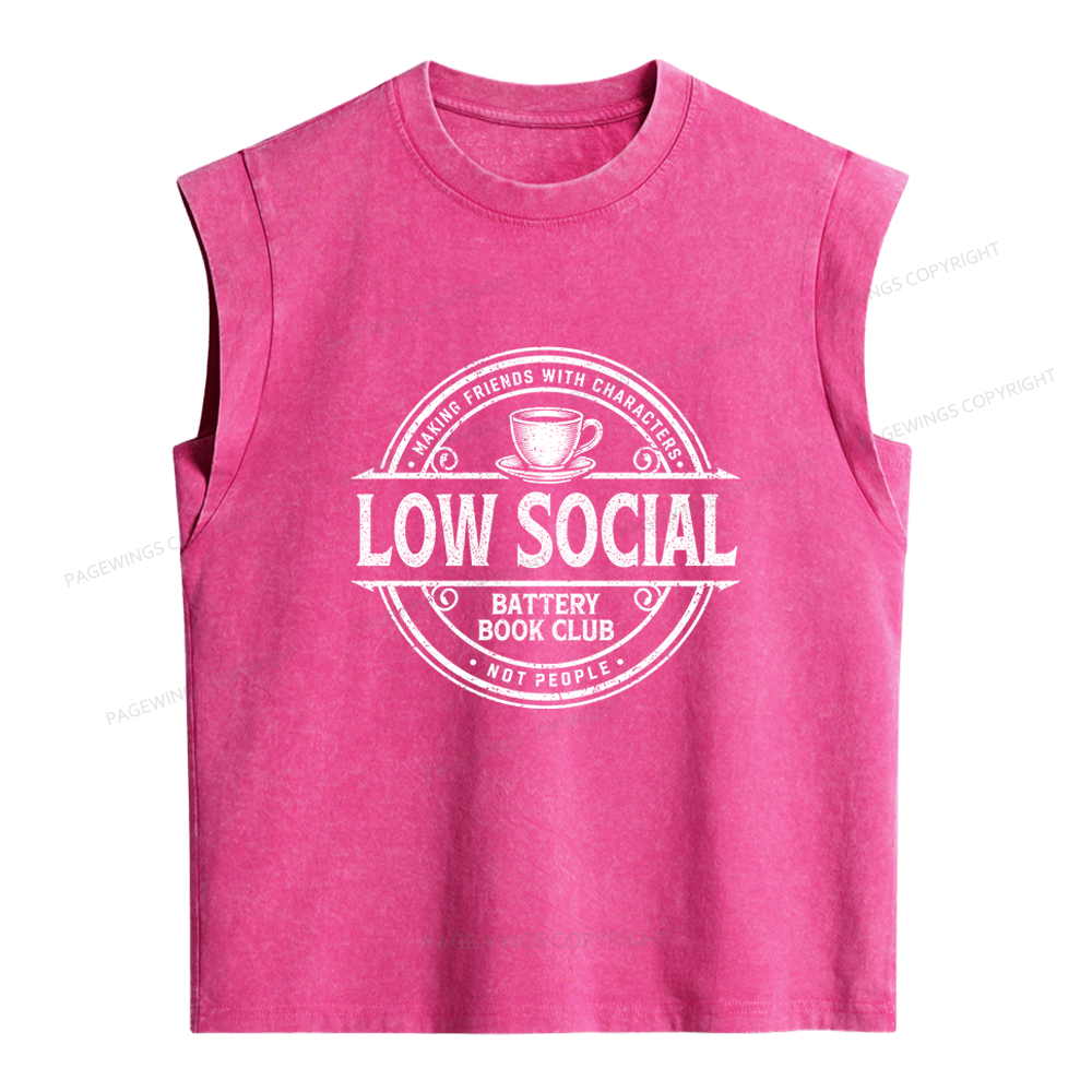 Pagewing Anti Social Book Club Women's Washed Tank Top