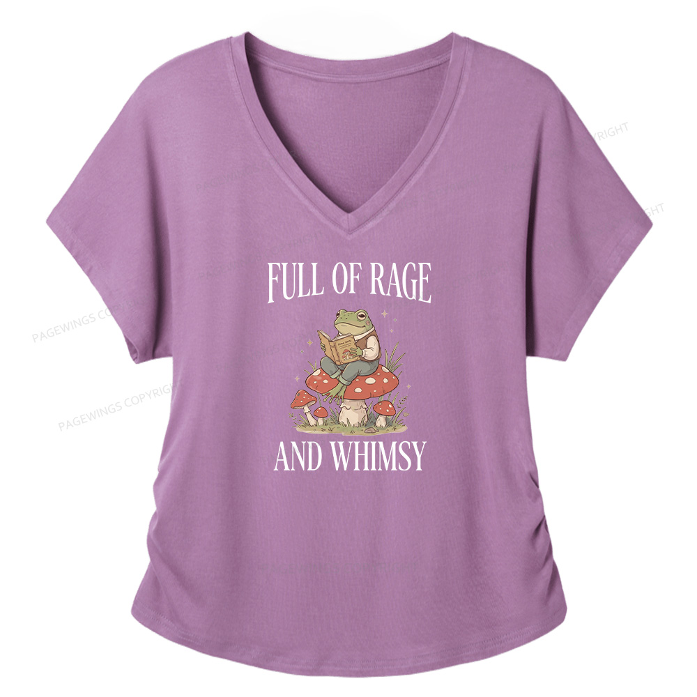 Pagewings Full of Rage and Whimsy  Soft Women's Modal V-neck T-shirt  