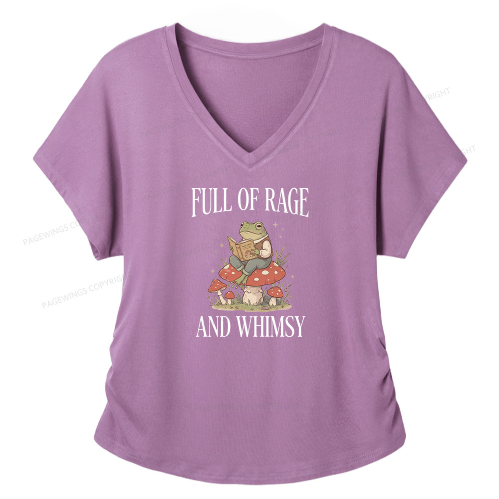 Pagewings Full of Rage and Whimsy  Soft Women's Modal V-neck T-shirt  