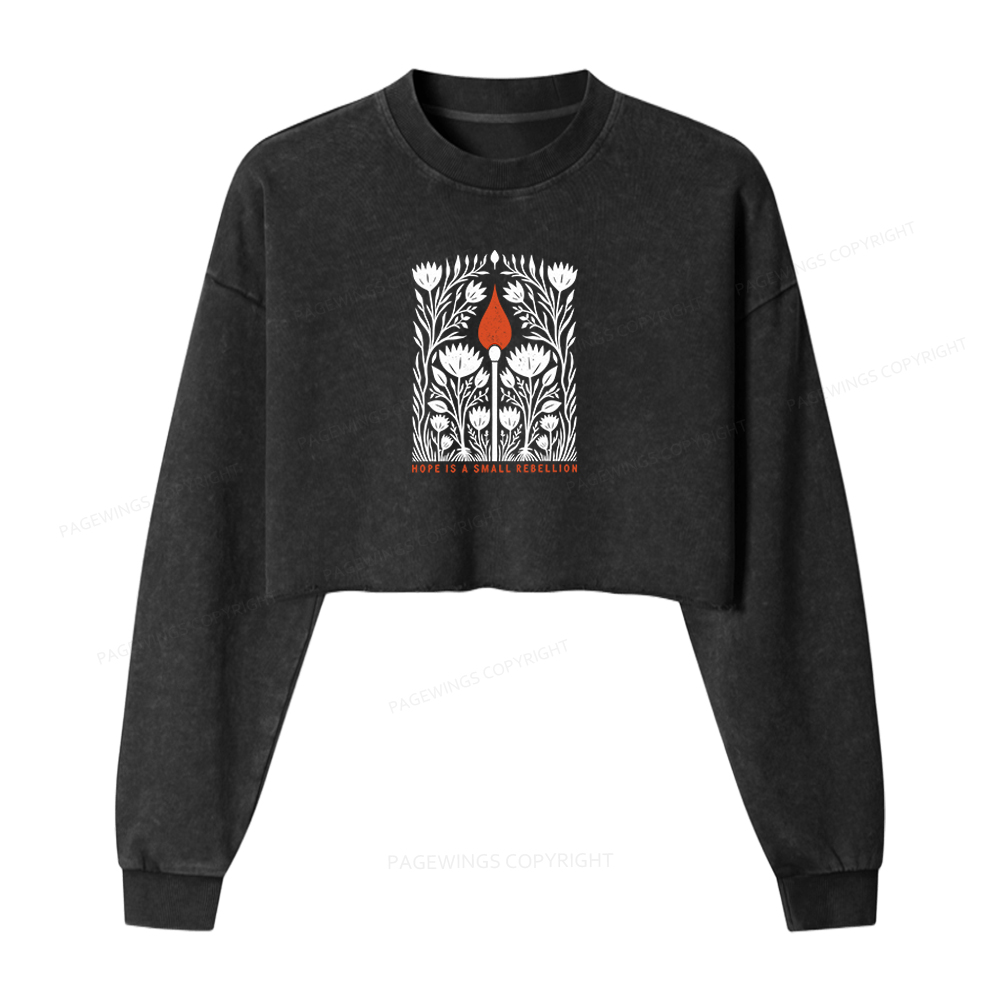 Pagewings Hope Is A Small Rebellion Washed Crop Sweatshirt