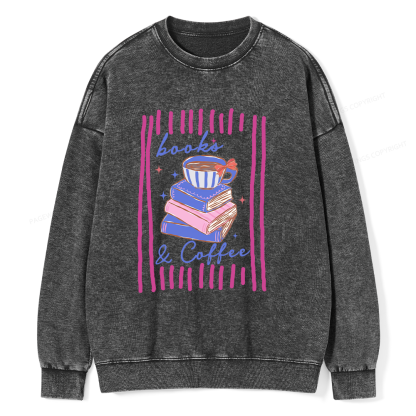 Pagewings Books and Coffee Unisex Washed Sweatshirt