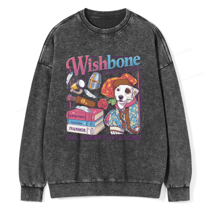 Pagewings Wishbone Dog Unisex Washed Sweatshirt
