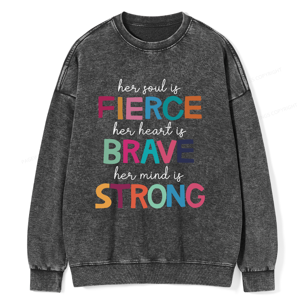 Pagewings Her Soul Is Fierce Unisex Washed Sweatshirt