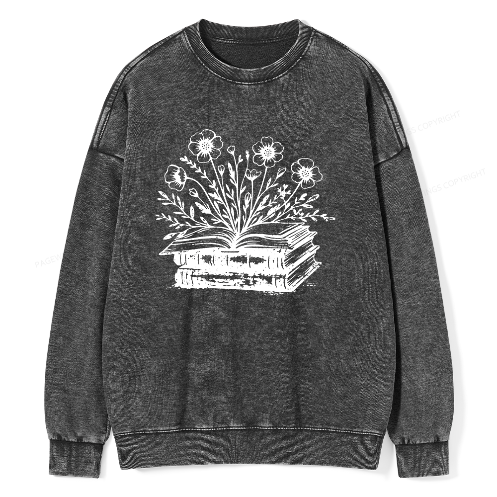 Pagewings Vintage Book Unisex Washed Sweatshirt