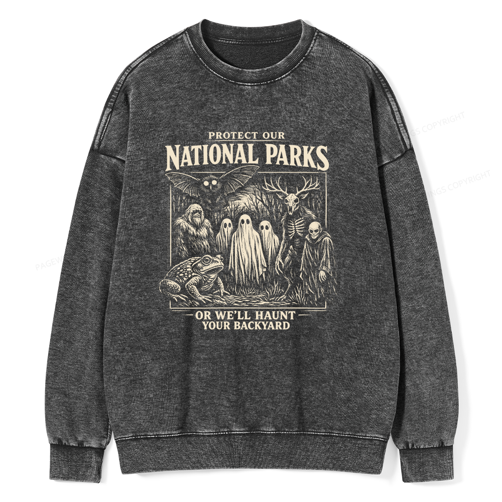 Pagewings Protect Our National Parks Unisex Washed Sweatshirt