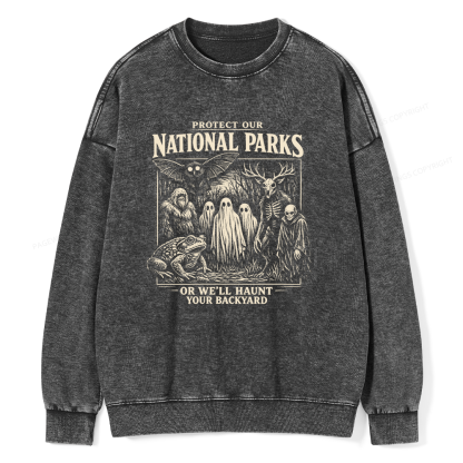 Pagewings Protect Our National Parks Unisex Washed Sweatshirt