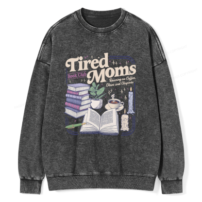 Pagewings Tired Moms Book Club Unisex Washed Sweatshirt