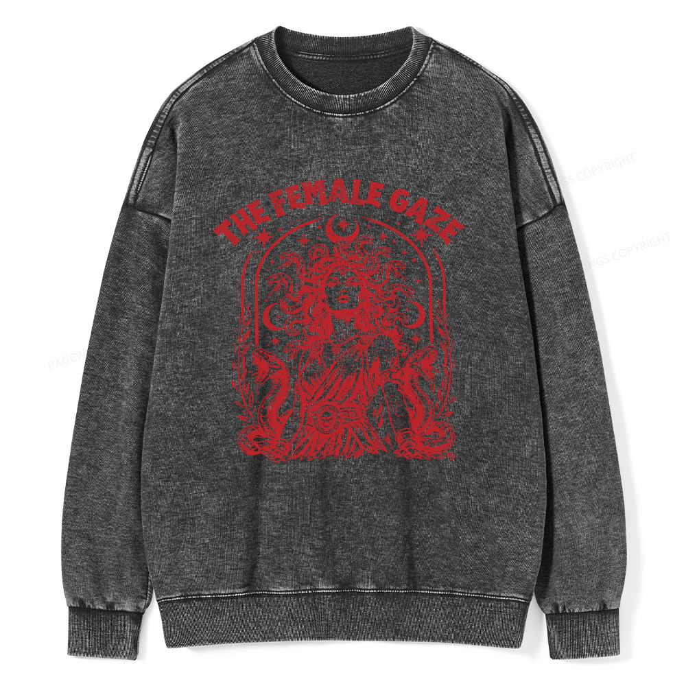 Pagewings Vintage Medusa Feminist Unisex Washed Sweatshirt
