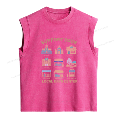 Pagewings Support Your Local Data Center Women's Washed Tank Top