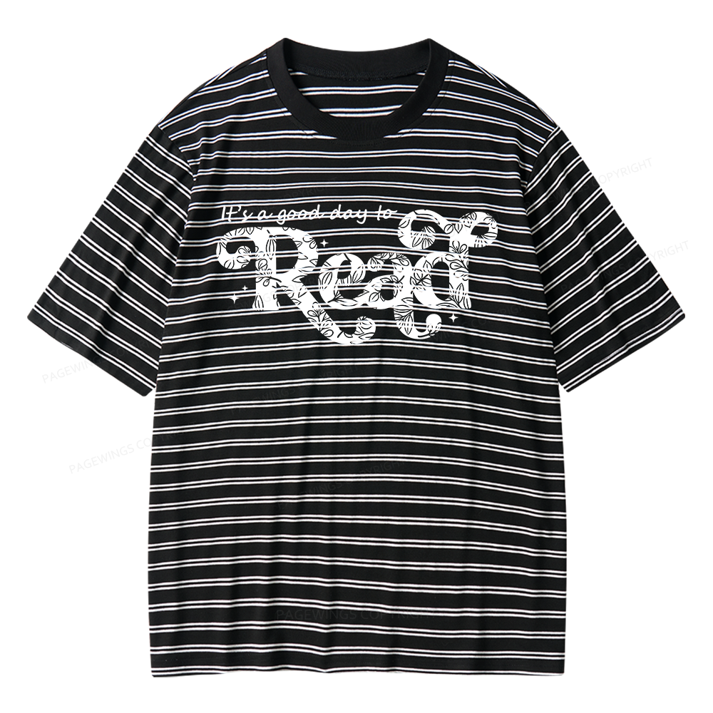 Pagewings Its a Good Day to Read Unisex Striped T-Shirt