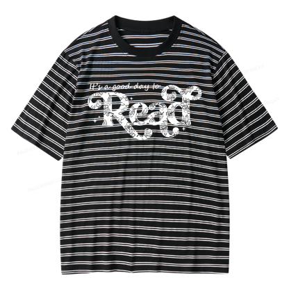 Pagewings Its a Good Day to Read Unisex Striped T-Shirt