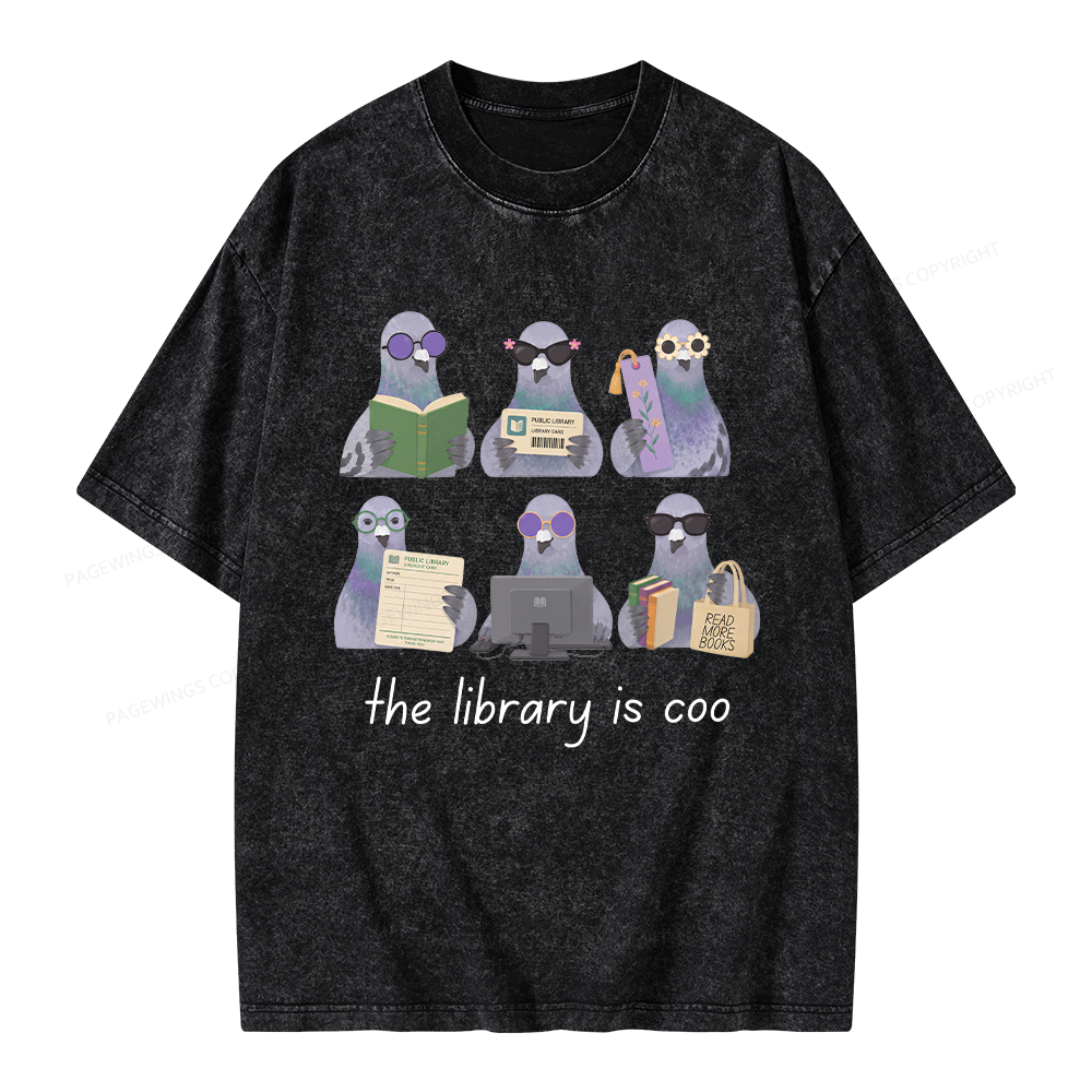 Pagewings Librarian Pigeon Unisex Washed T-shirt